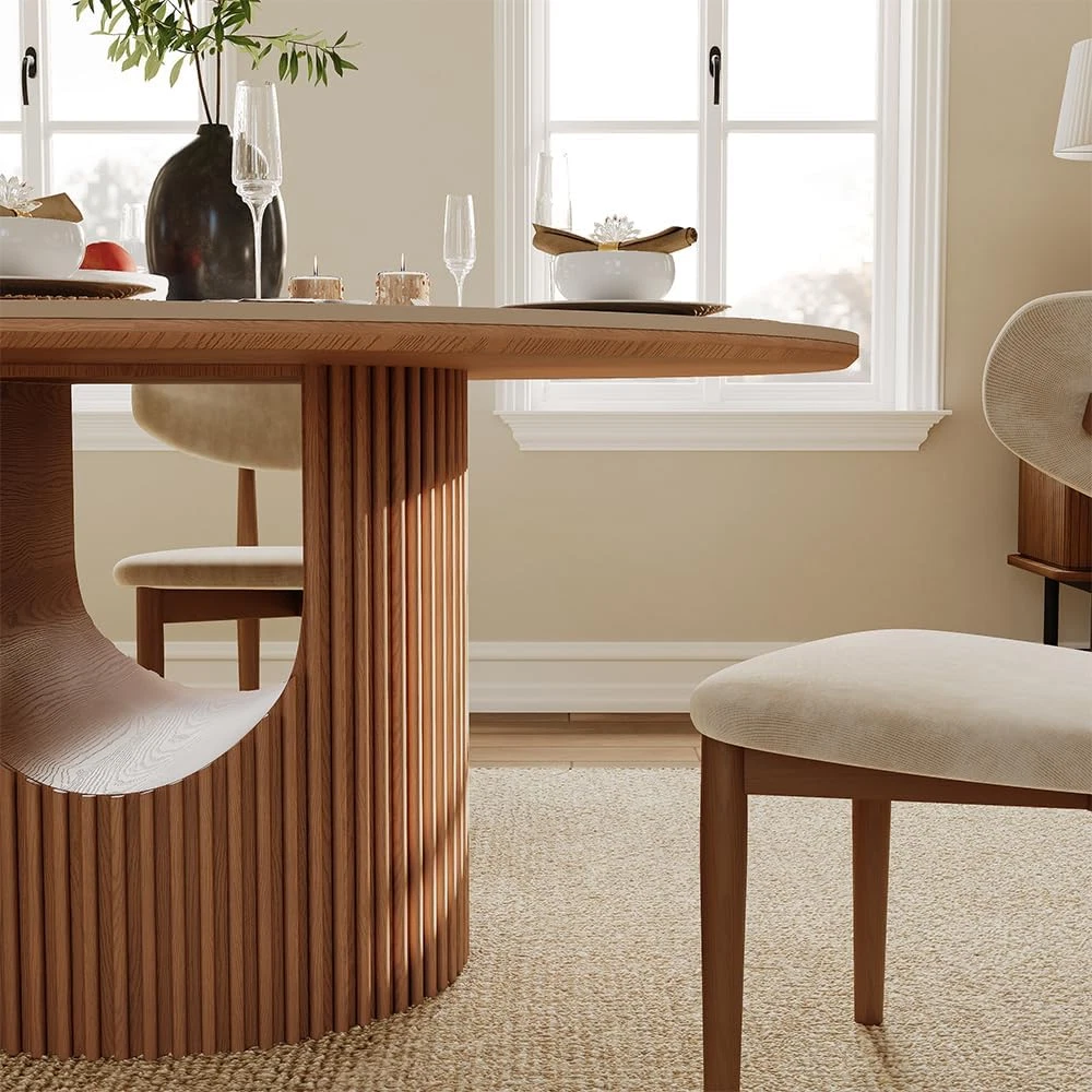 Round Dining Table Set for 4 – 47" Glossy White Sintered Stone Tabletop